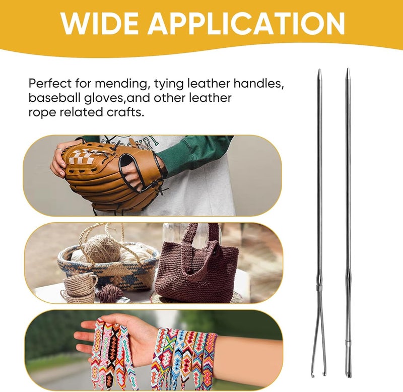 ALLCLEAN 1Pcs Sewing Leather Shoe Lace Plus Needles Manual Lacing Threading Single Prong Steel Needle LeatherCraft Tool Handmade Leather Needles for Hand Stitching-Stainless Steel Lacing Needles - Image 5